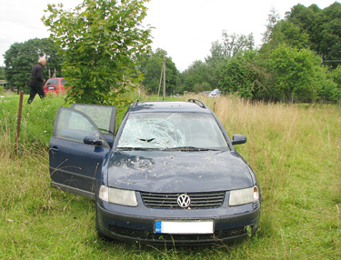 Laupäeval astus Sõmerpalu vallas Linnamäel mees sõiduauto ette, mille tagajärjel sõitis auto kraavi ja jalakäija paiskus teepervele. Jalakäija suri õnnetuses saadud vigastustesse.    Foto: LÕUNA PREFEKTUUR