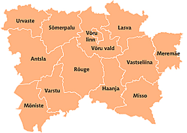 Võrumaa vallad.