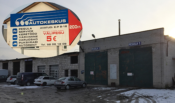 Põllu tänaval asuvast ABC autopesulast saab auto survepesu viie euroga.  Fotod: KADI ANNOM 