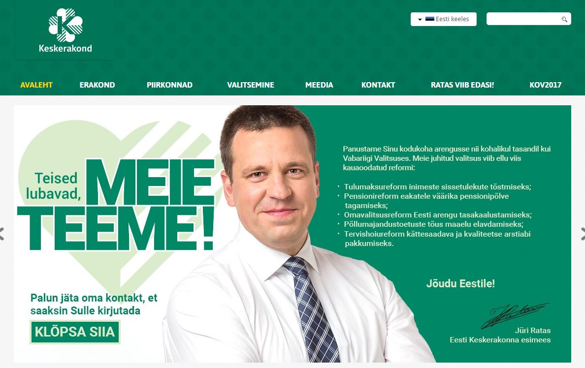 FOTO: Ekraanitõmmis www.keskerakond.ee