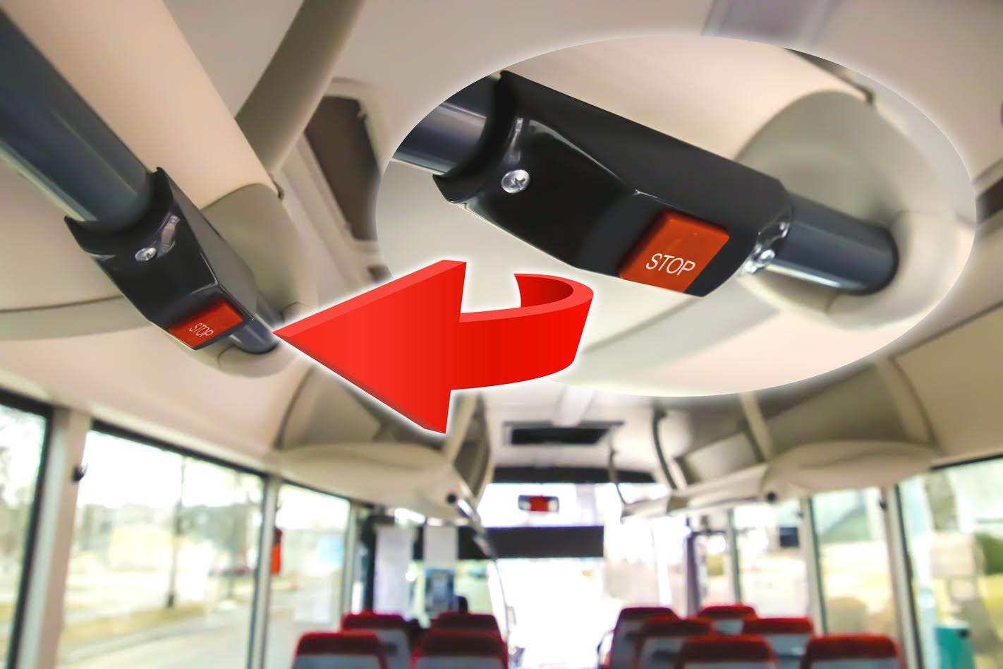 Stoppnuppe on bussides vähemalt viis ja asetsevad kohtades, kuhu pääsevad ligi laps, pikk ja lühike inimene. Foto: AIGAR NAGEL Stoppnuppe on bussides vähemalt viis ja asetsevad kohtades, kuhu pääsevad ligi laps, pikk ja lühike inimene. Foto: AIGAR NAGEL