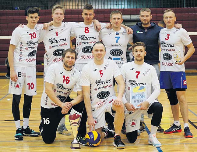 Pildil võitjameeskond Werro. Üleval (vasakult) Rasmus Rohumets, Martin Lukka, Kristjan Sibul, Martin Sõna, Gris Kallas, Kaimar Juks. All (vasakult) Janek Vislapuu, Joel Põhja, Jarek Jänes. Foto: KÜLLI LEOLA (VÕRUMAA SPORDILIIT)