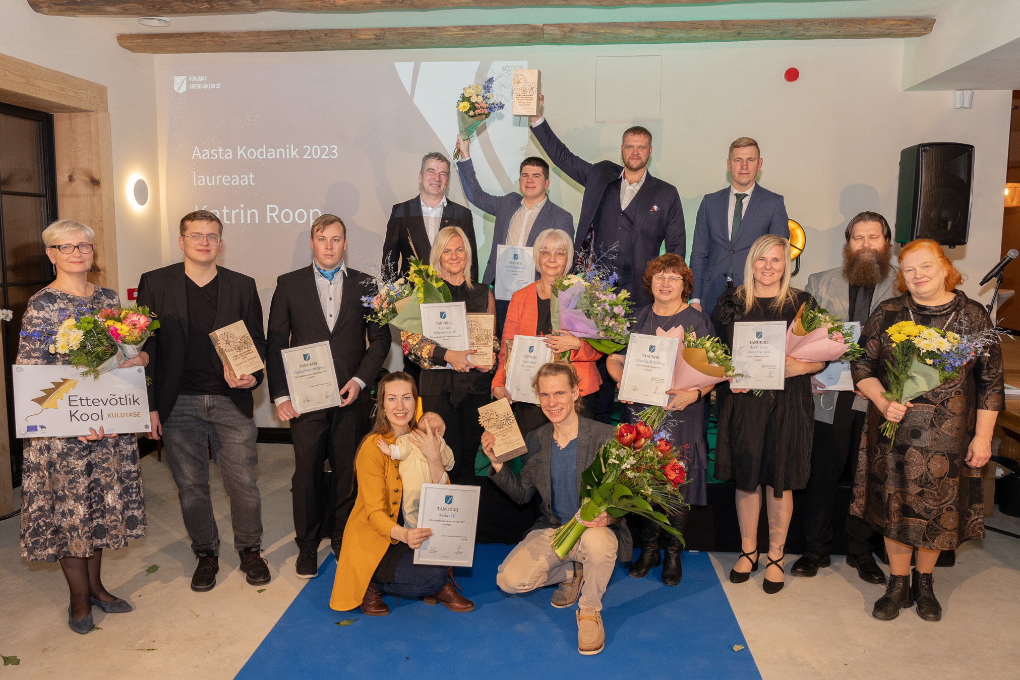 Võru maakonna ettevõtlusvaldkonna ja kodanikuühiskonna 2023. aasta laureaadid FOTOD: Aigar Nagel