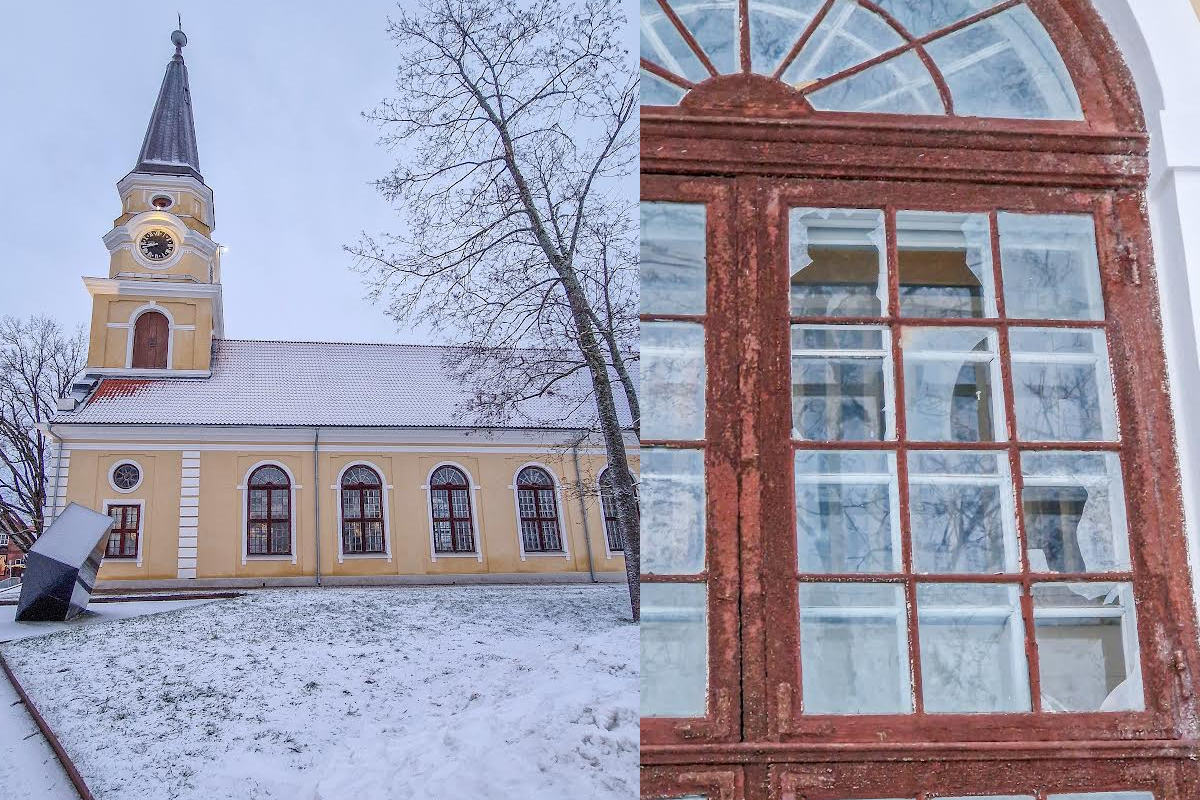 Kas koba- või kurikäpa käest pääsenud ilutulestik lõhkus Katariina kirikul kuus aknaruutu. Foto: AIGAR NAGEL