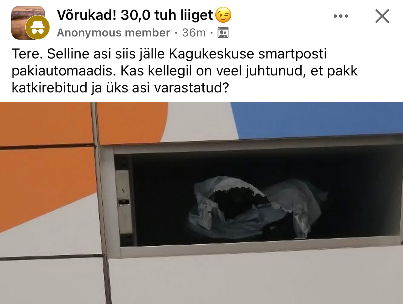 Kuvatõmmis pettunud SmartPosti kliendi postitusest. Foto: Võrumaa Teataja